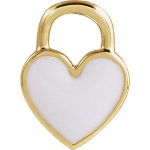 Kazi Luxury 14K Yellow Gold 11.7x2.6 mm White Enamel Heart Charm